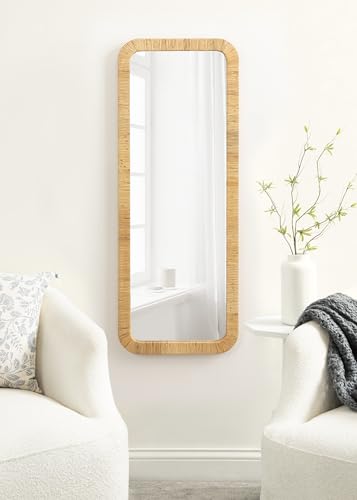 Kate and Laurel Rahfy Rectangle Framed Wall Mirror - color: Natural
