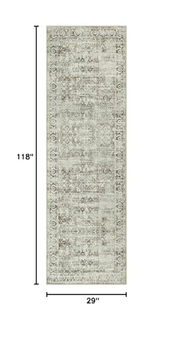 Morebes Extra Long Farmhouse Runner Rug 2.5 x 10, Brown Distressed Non Slip Washable Hallway Runner, Soft Vintage Boho Carpet Runner for Kitchen Entryway Hallway Laundry Room, 2 x 10 Runner Rug - color: Brown/Multi, size: 2.5' x 10' (Runner)