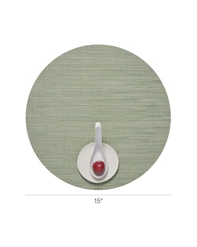 Chilewich Bamboo Placemats Set of 4, Round Woven Placemats - color: Spring Green, size: 15" Round