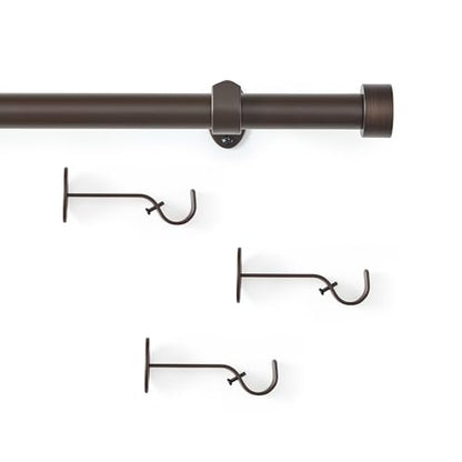 Serena Single Curtain Rod with Contemporary Cap Finial, Antique Bronze - 32"W x 78"L - color: Antique Bronze, size: 32"W x 78"L