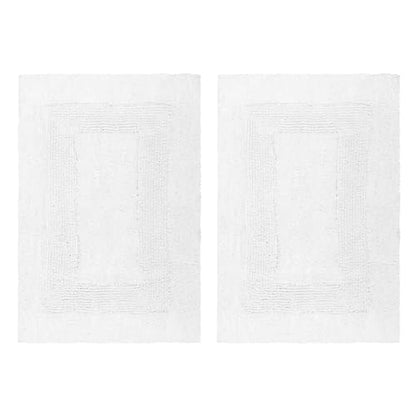 COTTON CRAFT 2 Pack Reversible Bath Mat - Soft Plush Bath Rug -17x24- White - color: White, size: 17x24 Inches