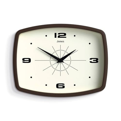 JONES CLOCKS® Movie wall Clock | Rectangular Retro Clock | 10" | Brown - color: Mocha Brown