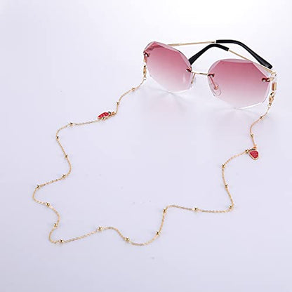 LIKGREAT Eyeglass Chain for Women Face Mask Link Chains Sunglass Strap Holder KC Gold Plated - color: Strawberry