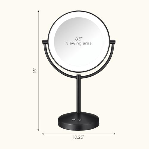 Conair LED Vanity Mirror, Double-Sided, 10x Maginification, Matte Black - color: Matte Black, size: 16"L x 10.3"W