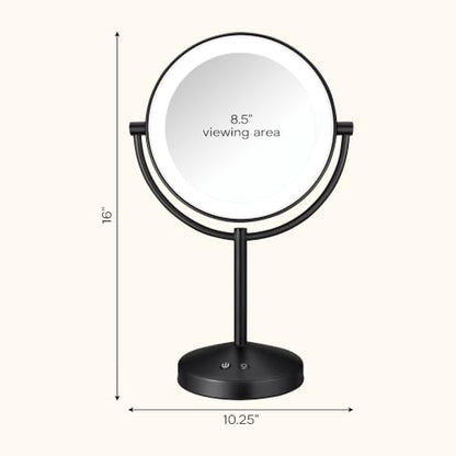 Conair LED Vanity Mirror, Double-Sided, 10x Maginification, Matte Black - color: Matte Black, size: 16"L x 10.3"W