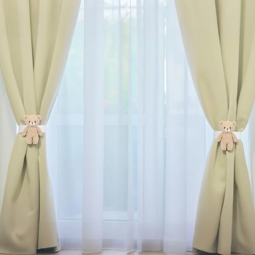 Chumia 2 Pcs Bear Curtain Tiebacks Cute Nursery Decor - style: Bear