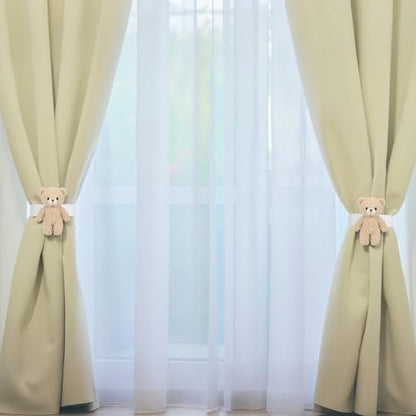 Chumia 2 Pcs Bear Curtain Tiebacks Cute Nursery Decor - style: Bear