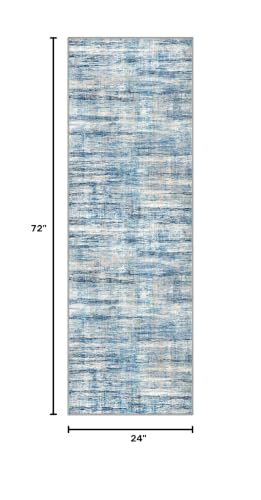 KOZYFLY Modern Washable Runner Rug 2x6 Runners for Hallways Blue Beige - color: Blue Beige, size: 2' x 6' (Runner)