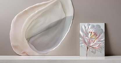 SYGALLERIER Abstract Silver Metal Wall Arts Hand Crafted 3D Floral Aluminum Artwork Modern Sculpture Contemporary Metallic Pictures Framed for Living Room Bedroom Bathroom Decor