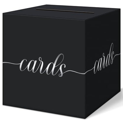 Elegant Black Wedding Card Box, Silver Foil Gift Card Box Holder for Party - color: Black and Silver Foil