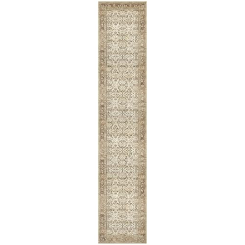 SIILOOM 2.6x12 Washable Runner Rug, Non Slip Area Rug for Hallway Kitchen - color: Beige/Brown, size: 2'7" x 12' (Runner)