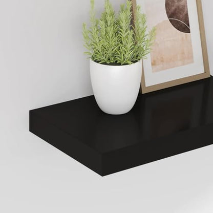 Floating Wall Shelf Black 15.7 in Honeycomb MDF Matte Modern Display Rack 11 lb Capacity Easy Mount for Living Room Bedroom Office - color: Black, size: 15.7 in