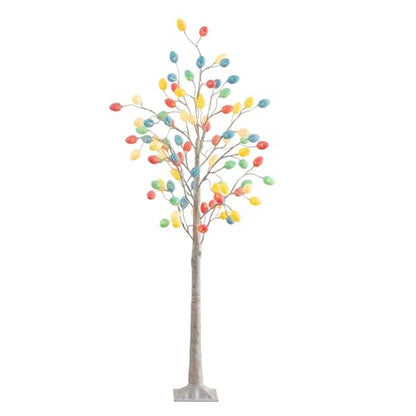 Nearly Natural 6ft. Pre-Lit Artificial Easter Twig Tree with 96 Egg Shaped LED Ornaments - size: 6ft