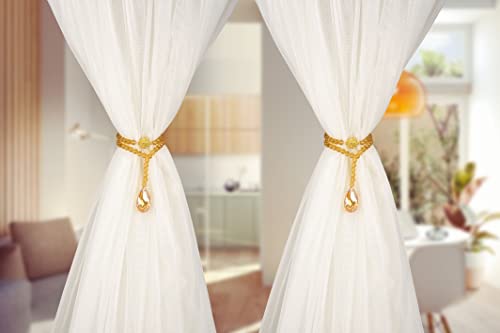 SUQ I OME Luxury Crystal Beaded Magnetic Curtain Tieback, Champagne - color: Champagne