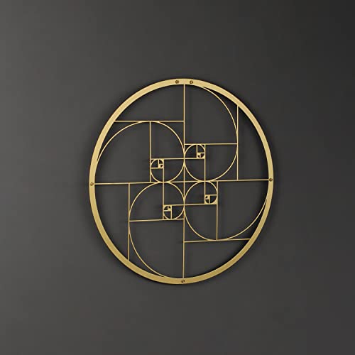 Colorfull Worlds Golden Ratio Metal Wall Decor | Unique Modern Decoration for Living Room | Metal Wall Art | Office Decor | New Year Gift | (12" x 12" | 30 x 30 cm, Gold) - color: Gold, size: 12"L x 12"W