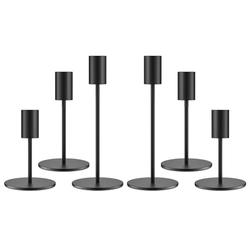 zeochyni Black Taper Candle Holder Metal Candlestick Holders Set of 6 - color: Black, size: Set of 6