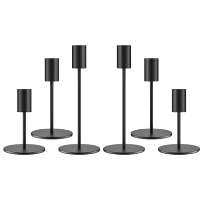 zeochyni Black Taper Candle Holder Metal Candlestick Holders Set of 6 - color: Black, size: Set of 6