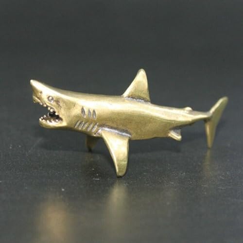 TEAMWILL Small Brass Metal Statue Ornament Animal Figurines Figurine House Office Table Decoration (Shark) - style: Shark
