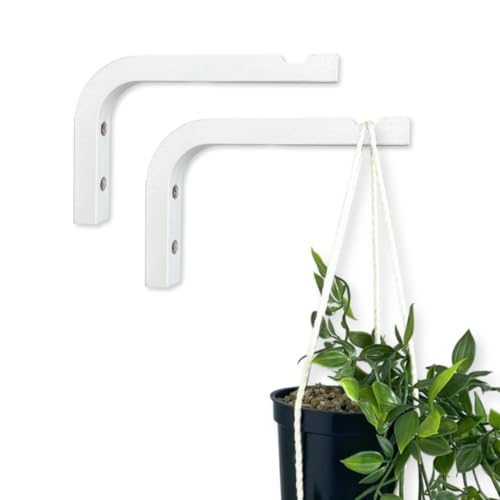 EvenWood 2-Piece Set of Plant Hooks for Wall 6 inch - Mounted Wooden Plant Hook - Indoor and Outdoor Bracket Plant Hanger for Planters, Lanterns, Bird Feeders, Patio Decorations (White) - color: White