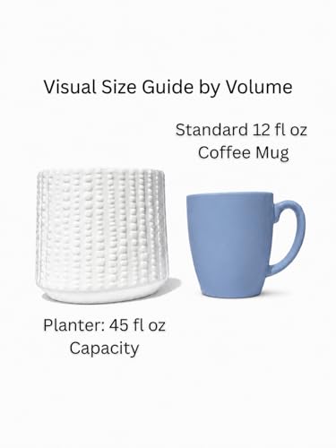 Ceramic Planter Pot with Drainage Hole, 5 Inch Dia, Indoor and Outdoor, Home Patio Garden, Plants&Flowers, Textured Round (White) - style: Textured Round-White