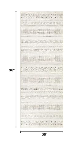 cotiled Hallway 3x8 Runner Rugs Washable Boho Moroccan Soft Rug - color: Light Brown/Cream, size: 3' x 8' (Runner)