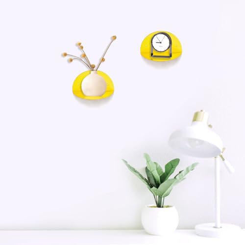 ROYALITA 2-Pack Small Acrylic Shelves Room Decor Floating Shelves, Yellow - color: Yellow