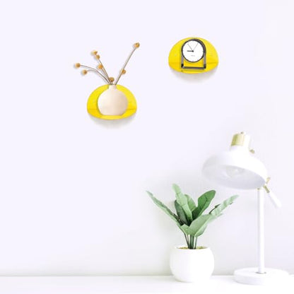ROYALITA 2-Pack Small Acrylic Shelves Room Decor Floating Shelves, Yellow - color: Yellow