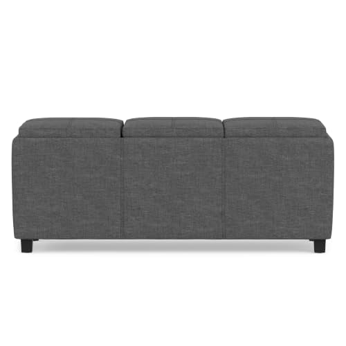 SIMPLIHOME Avalon 42" Wide Linen Look Fabric Storage Ottoman in Slate Grey - color: Slate Grey
