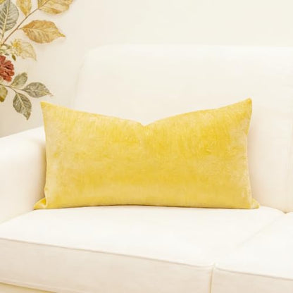 Slow Cow Chenille Lumbar Throw Pillow Cover 12 x 24 Inches Yellow - color: D-chenille Yellow, size: 24" x 12" (Pack of 1)