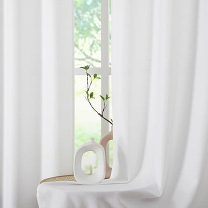 Chyhomenyc White Curtains 72 Inch Length 2 Panels Set - color: White, size: 40"W x 72"L (Pack of 2)