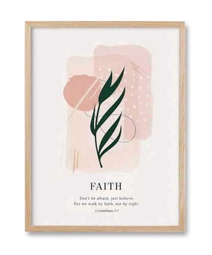 HesenDot Faith Natural OAK Wood Framed Wall Art,12x16in Christian Print - color: Bible Verse Faith