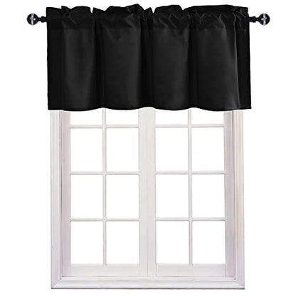 JIUZHEN Black Valance Curtains for Window 1 Panel, 42 x 18 Inches - color: Black, size: 42"W x 18"L (Pack of 1)
