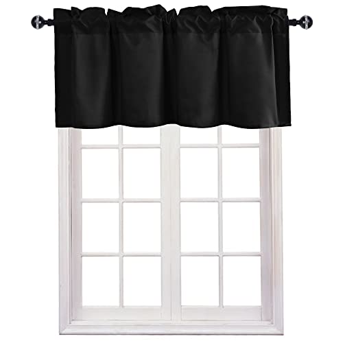 JIUZHEN Black Valance Curtains for Window 1 Panel, 52 x 18 Inches - color: Black, size: 52"W x 18"L (Pack of 1)