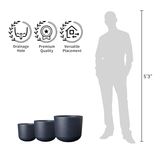 Kante Modern Home Minimalist 13.2" Dia Charcoal Concrete Capsule Planter