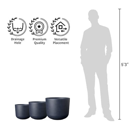Kante Modern Home Minimalist 13.2" Dia Charcoal Concrete Capsule Planter