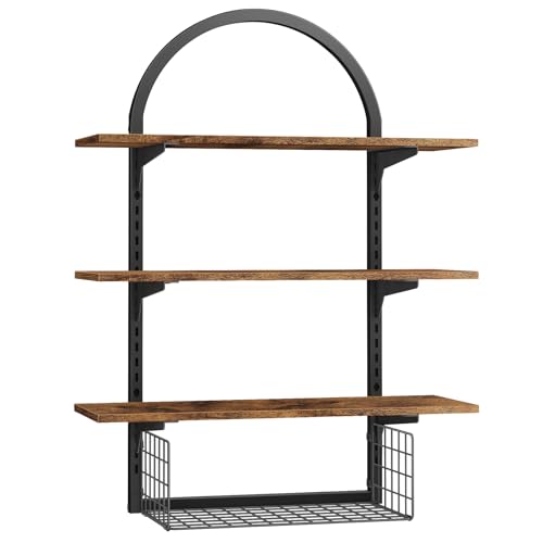 Floating Shelves Bathroom with Storage Basket,Decorative Wall Shelf - size: Arched