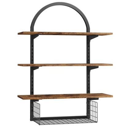 Floating Shelves Bathroom with Storage Basket,Decorative Wall Shelf - size: Arched