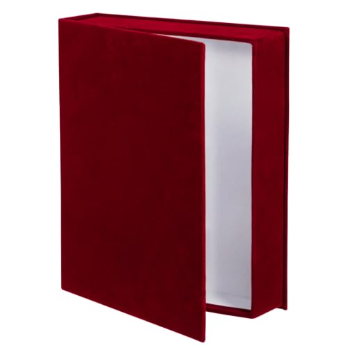 Decorative Storage Box, Burgundy Book-Shaped Velvet Gift Box with Lid - color: Burgundy