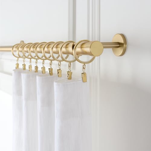 Cambria Designer 1-3/8" Brushed Gold Quiet Glide Curtain Rings 18 Pack - color: Brushed Gold, size: Small 1-3/8 in