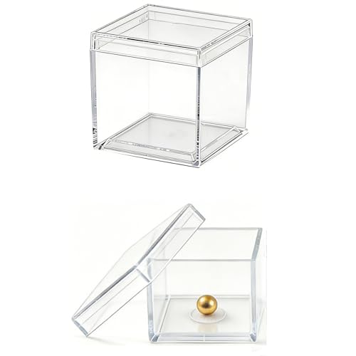 Small Acrylic Box with Lid 1.3 x 1.3 x 1.3 Inch, 2 Pack Classic Style - size: 1.3 x 1.3 x 1.3 Inch