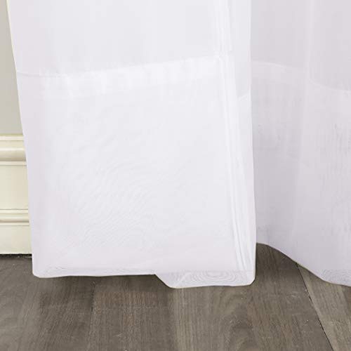 No. 918 Erica Crushed Sheer Voile Rod Pocket Curtain Panel, 51" x 108", White - color: White, size: 51"W x 108"L (Pack of 1)
