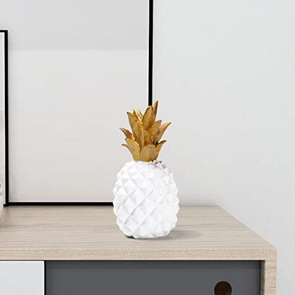 Resin Pineapple Statue, White Modern Luxury Tabletop Decor, 7.8in (H) - color: White