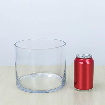 CYS Excel Glass Cylinder Vase – 7" Wide x 6" Tall | Best for 3” Pillar Candles and Floating Candles | Hurricane Candle Holder & Flower Centerpiece - size: 7" wide x 6" tall