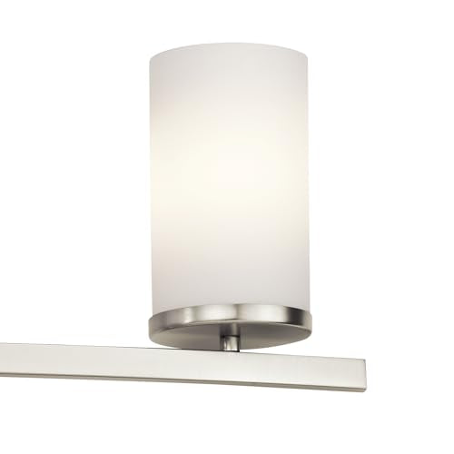 Kichler Hendrik 3-Light Bathroom Vanity Light, Brushed Nickel - color: Brushed Nickel, size: 4 Light, style: Satin Etched Cased Opal Glass