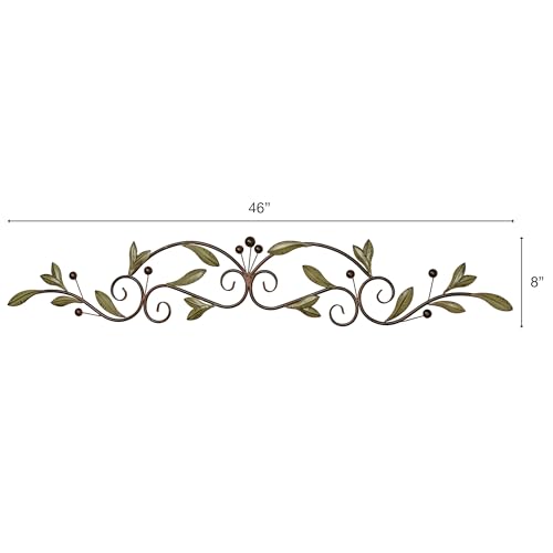 Touch of Class Catalonia Olive Metal Wall Art Topper, Large, Sage Green - color: Sage, size: 8"L x 46"W