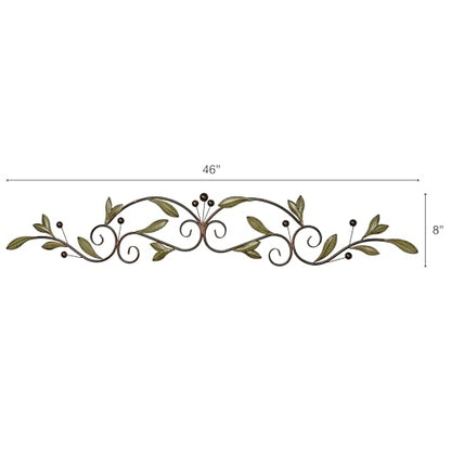 Touch of Class Catalonia Olive Metal Wall Art Topper, Large, Sage Green - color: Sage, size: 8"L x 46"W
