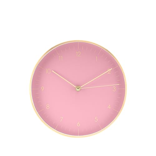 LUUK LIFESTYLE Modern Silent Quartz Wall Clock, 10in, Pink & Gold | Simple & Trendy, Gifting ideas, Analog, Easy-to-read, Battery operated, Wall mount, Mantel display, Bedroom, Bathroom - color: Rose, 10"