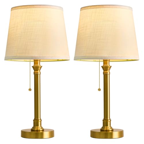 Oneach 19.5” Brass Gold Small Table Lamps Set of 2 for Living Room Bedroom - color: Gold