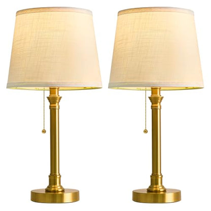 Oneach 19.5” Brass Gold Small Table Lamps Set of 2 for Living Room Bedroom - color: Gold