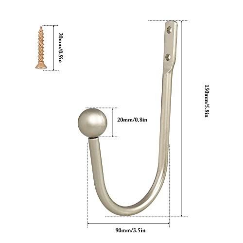Curtain Holdback, 2 Pcs Wall Mounted Drapery Tiebacks with Screws, Silver - color: 2 Pcs, Silver